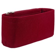 Purse Organizer Insert, Felt Handbag Shaper with Zipper, 9.5"x2.4"x4.3",Burgundy
