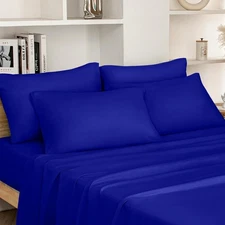 HOMEIDEAS Queen Size Bed Sheets-6 Piece Set (Royal Blue)-Extra Soft Brushed
