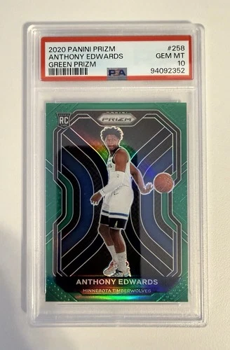 2020-21 Panini Prizm - Anthony Edwards #258 Green Prizm Rookie PSA 10