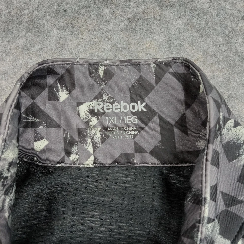 Chaqueta Reebok Mujer 1XL Gris Negra Floral Geométrica Cremallera Completa Entrenamiento Atlético Foto 2 de 4