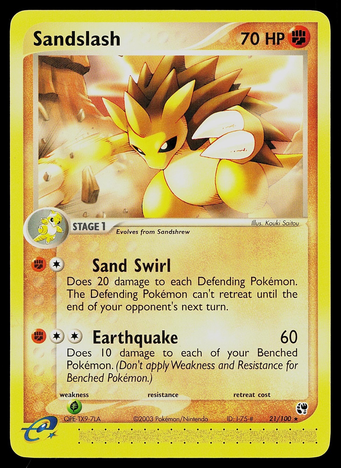 Pokemon Card Sandstorm Sandslash 21/100 Rare