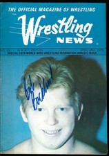 EB3289  BOB BACKLUND GREG VALENTINE  signed Vintage Wrestling Magazine w/COA