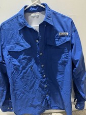 Columbia PFG Omni Shade Long Sleeve Fishing Shirt Men  s Small Blue