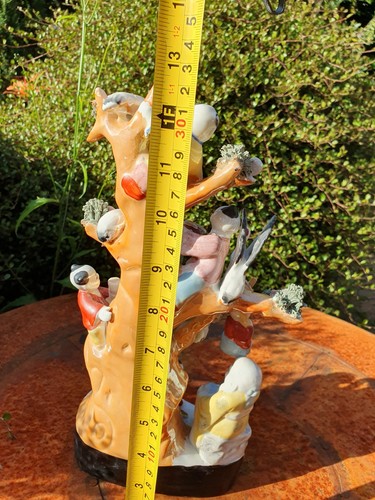 Chinese Feng Shui Porcelain Tree of Prosperity & Longevity Children Cranes Coins - Picture 17 of 21
