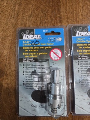 Ideal TKO Carbide Ripped Hole Cutter  No. 36301  7/8  New in Package