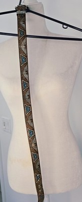 Vintage Girls Mallory Leather Belt 24 Western Eagle Aztec Southwestern Boho Farm