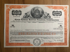 Historische Anleihe 1975 State Street Boston - 25000$ Bond - Banken-Geschichte