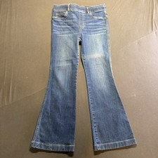 SPANX Flare Jeans Petite M M Blue Wash Denim Bootcut Pull On Elastic Waist