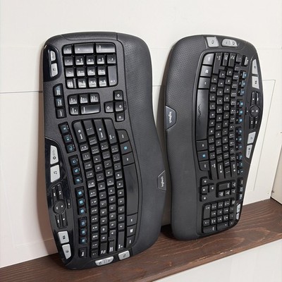 Logitech K350 Wireless Ergonomic Keyboard Lot of 2 Tested No USB Receiver