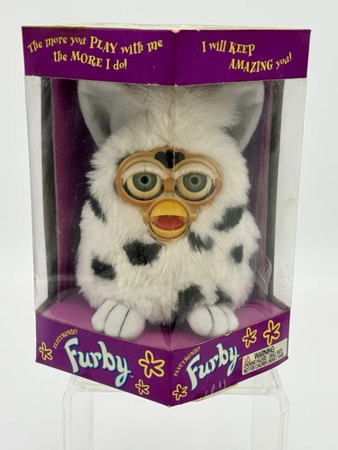 1998 Furby Tiger Electronics Black White Green Eyes In Box 70-800