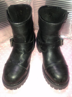90’s vintage engineer boots leather Vintage Engineer Boots Black Leather Steel Toe Walker Deadstock
