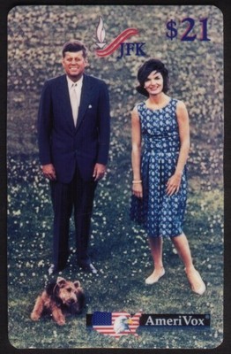 $21. John & Jackie Kennedy & Dog On Lawn Phone Card