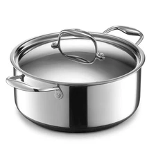 HexClad Hybrid Nonstick 5-Quart Dutch Oven with Stainless Steel Lid, Stay-Cool