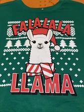 Wound Up women's size XXXL (21) green Llama holiday Ugly Christmas sweatshirt