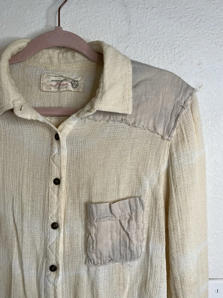 Camisa Free People Artisan De Luxe Ligera Tie Dye Manga Larga Abotonada Talla Pequeña Foto 2 de 4