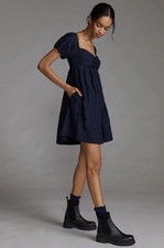 Anthropologie Textured Sweetheart Baby Doll Mini Dress Size M