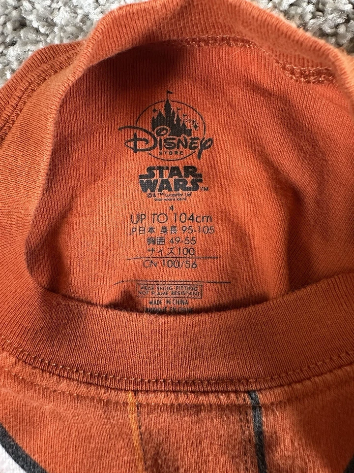 Disney Store Star Wars X-Wing пилот пижамы комплект оранжевый повстанец костюм PJs размер 4T - Изображение 3 из 3