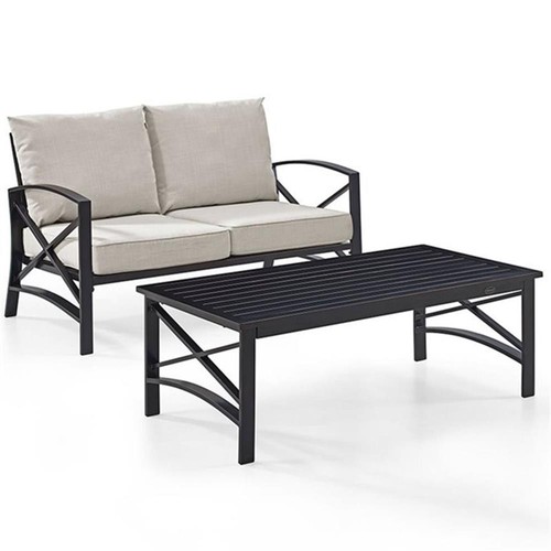 Crosley Furniture Kaplan 2Pc Fabric Sofa Set in Oil Rubbed Bronze and ...