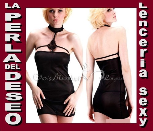 ★SEXY BABYDOLL - PICARDÍAS NEGRA + TANGA - LENCERIA SEXY LA PERLA DEL DESEO - Picture 2 of 2
