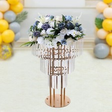 Gold Crystal Flower Stand Round Pedestal Stand Wedding Decor Crystal Plant Stand