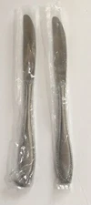 Interpur Dinner Knives INR5 Stainless Burnished Handle Beaded Edge Lot Of 2 New