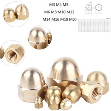 Solid Brass Hex Dome Nuts M3 M4 M5 M6 M8 -M20 Acorn Cap Nuts For Bolts & Screws