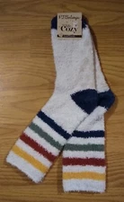 PJ Salvage Womens 9-11 Non Slip Fuzzy Plushy Crew Socks 1 Pack Pair Stripes NEW 