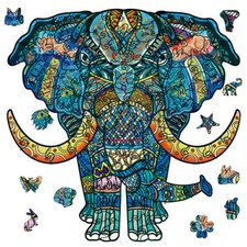1set 120pcs Wooden Puzzles for Adults Elephant Wooden Jigsaw Puzzles Colorful