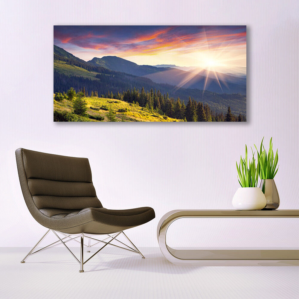 Imprimir en Pared Arte en montaña Vidrio Imagen De Imágenes 140x70 bosque de montaña en paisaje sol be23c1 Imprimir en Pared Arte en montaña Vidrio Imagen De Imágenes 140x70 bosque de montaña en paisaje sol be23c1