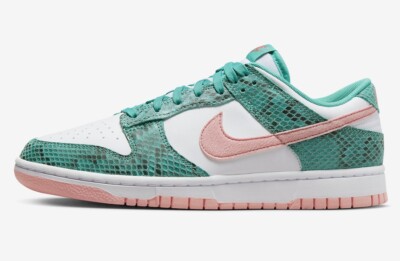 Nike Dunk Low Washed Teal Snakeskin Teal White Coral Pink DR8577-300 Men's Size