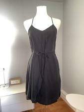Madewell 100 Silk Black Cafe Dress Lined Pockets Racerback Straps Drawstring 0