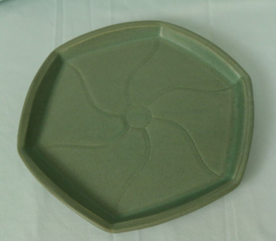 Heager Hexagon Green Plate, Plant Base, Platter 11'' (1 of 2 available)