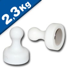 10 x Kegelmagnet / Kegel Pinnwand Magnet groß Ø 19 x 25mm weiß, Neodym – 2,3kg
