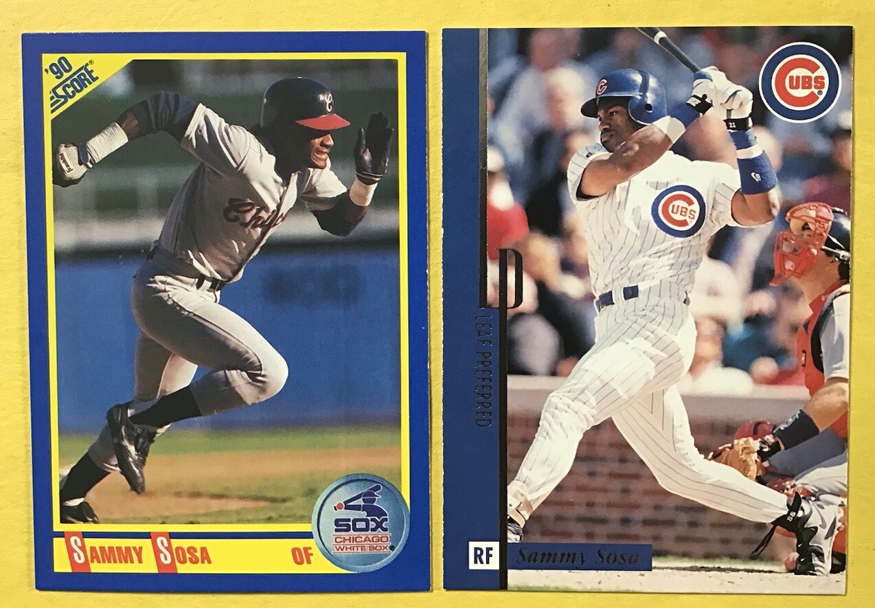 1990 Score #558 Sammy Sosa (RC) DOB ERROR  1996 Donruss #17 CORRECT Free Shiping