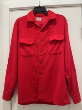 Vintage 1950s McGregor Red Wool Camp Shirt Medium Bromley Button Up 15 / 15.5