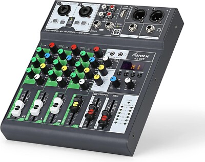 Professional Audio Mixer Bluetooth USB DJ Console 4 Channel Karaoke Live Studio