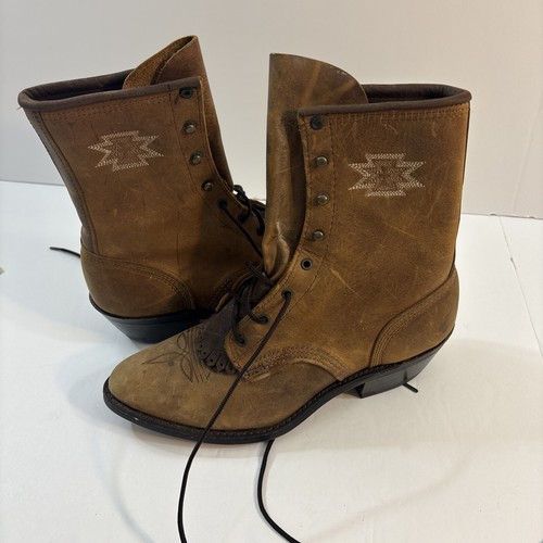Vintage Abilene South Western Packer Stiefel Kiltie Leder Booties Schuhe Gr. 7,5