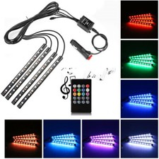4pcs Car Rgb 48 Led Lights Strip Interior Atmosphere Neon Lamp With Ir Remote Us