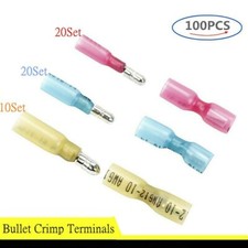 100Pcs Heat Shrink Bullet Wire Connectors 22-10AWG Male Female Crimp Terminals