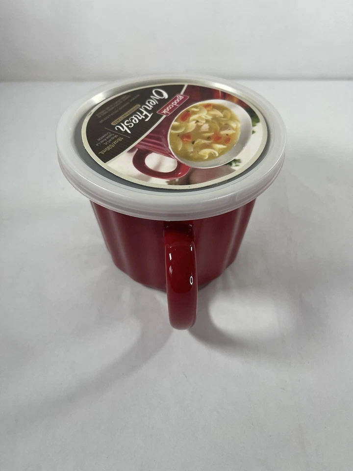 Good Cook духовка свежий красный 16 унций керамики кружка с крышкой новый - Изображение 2 из 4