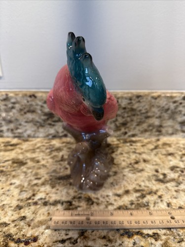 Vintage Cockatoo Royal Copley Signed Porcelain Pink W Green Head On Tree - Picture 2 of 15