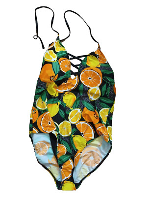 Matalan Papaya Woman UK 20 Paradise Zest Multi Citrus Fruits Halterneck Swimsuit