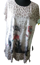 NO BRAND OSFM KITTEN PRINT TUNIC MULTI COLORS RHINESTONES