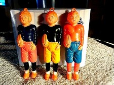 ANTIQUE TRIO JAPANESE CELLULOID FOOTBALL PLAYERS W/ LOOP 4.5 IN NM