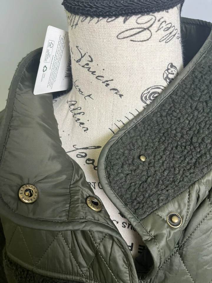 NWT Barbour Womens Aspen Plus Size Fleece Faux Fur Jacket Green Size 1X - Image 3 of 4