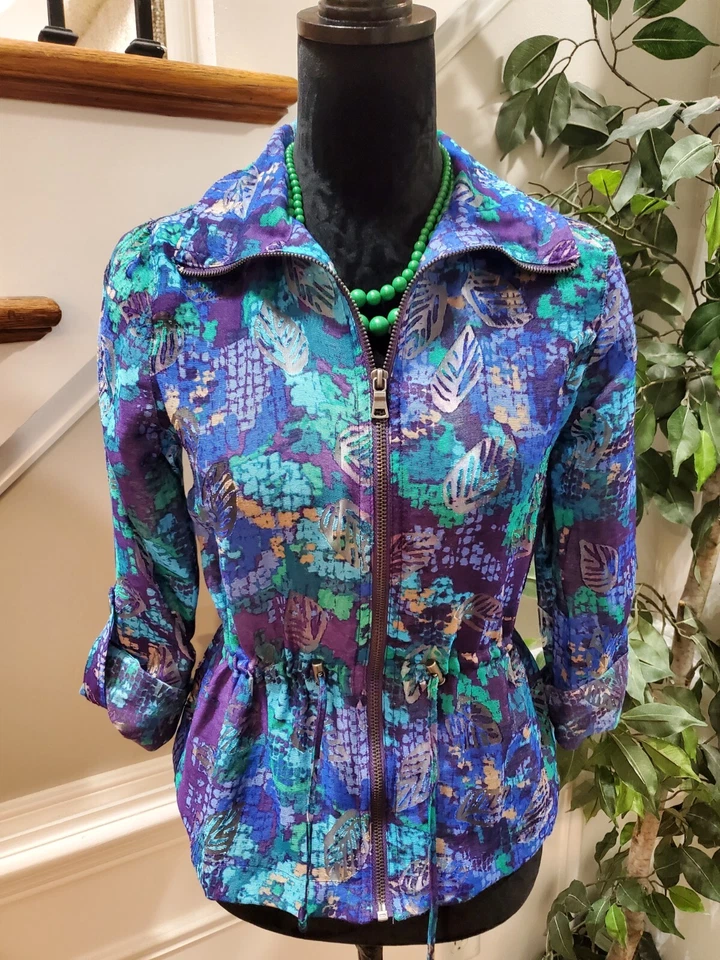 Ruby Rd. Women's Purple Rayon Long Sleeve Full Zip Front Casual Jacket Size 6P - Image 2 of 4