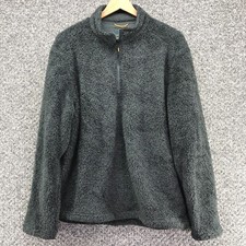 G.H. Bass  Co Pullover Sweatshirt Jacket Gray Mens Sz M Plush Fleece 1/4 Zip