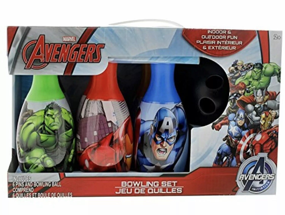 Avengers Bowling Set - Includes 6 Pins and Bowling Ball - Styles May Vary
