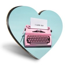 Heart MDF Coaster Pink Vintage Typewriter Love You #51731