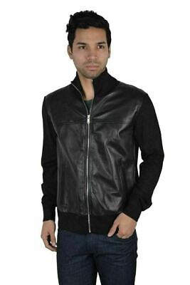 Prada Men's Black Full Zip Wool Leather Jacket US XS IT 44 Prada Men's Black Full Zip Wool Leather Jacket US XS IT 44